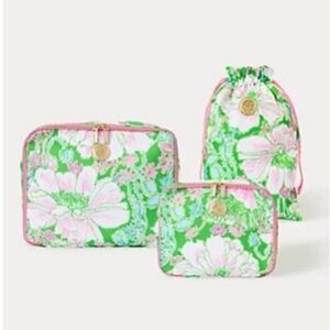 🎉SALE🎉Lilly Pulitzer Packing Cubes & Shoe Bag In Pattern Putting Green Poppyland